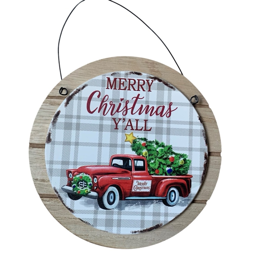 Red Truck hanging Christmas sign